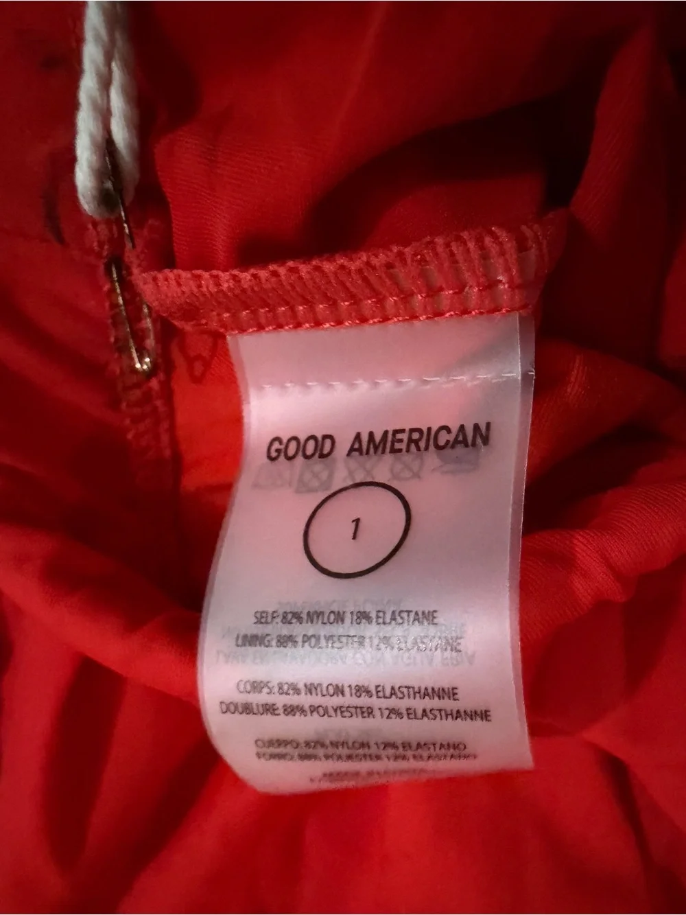 Good American Coral Red Long Sleeve Tie Front Bikini Top